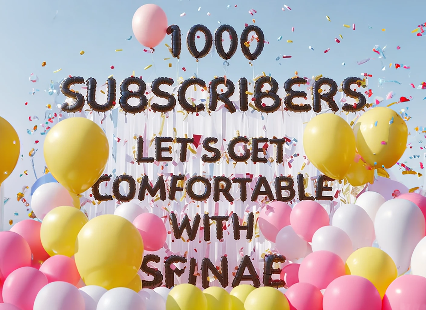 balloons and confetti for 1000 subscribers