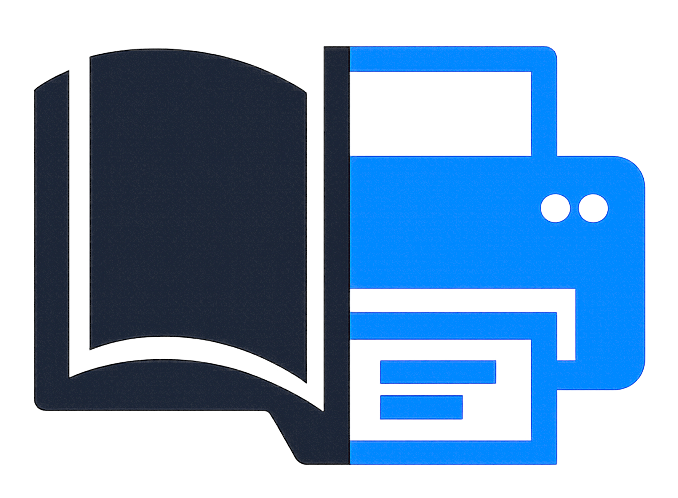 a printer with a book icon